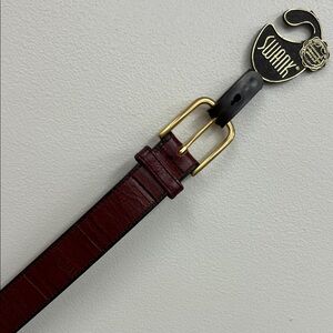 Vintage SWANK Maroon Red Eelskin grain cowhide Leather Belt with Gold Buckle NWT